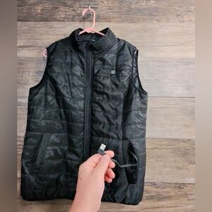 Black Quilted Vest with USB Charging